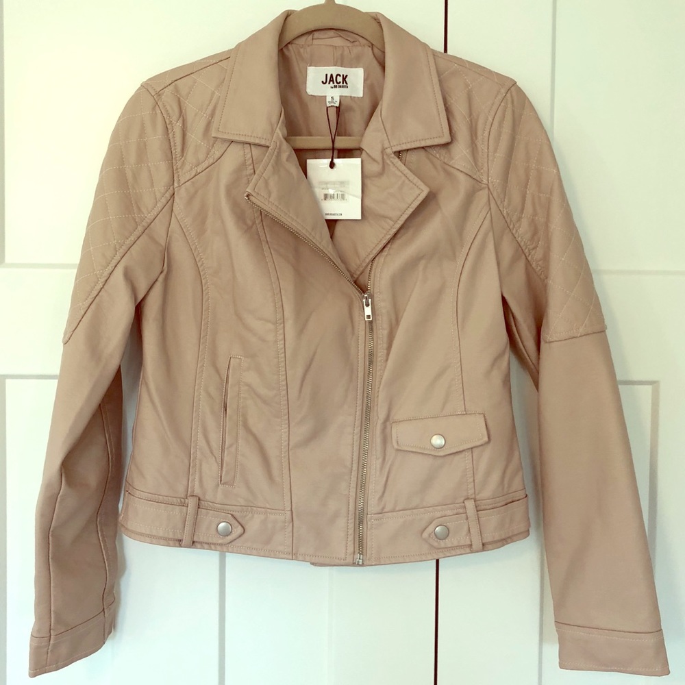 NWT BB Dakota blush vegan leather moto jacket
